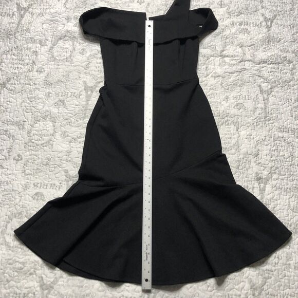 Adelyn Rae Women's Black Nicole One Shoulder Trumpet Knee Length Dress Sz S - Picture 13 of 14